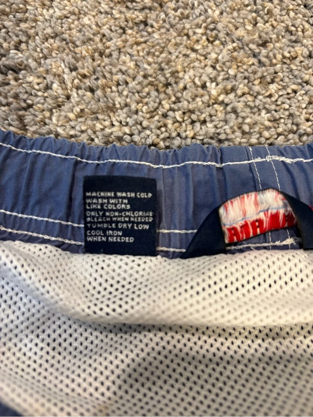 Vintage Polo Sport Ralph Lauren Swim Trunks Striped Blue Yellow Drawstring Large